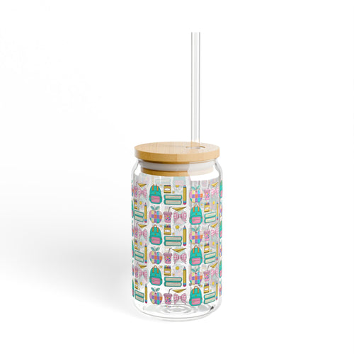 Colorful Eco-Friendly Sipper Glass, 16oz, Cute Drinkware for Parties, Reusable Straw, Summer Essentials, Gift for Friends