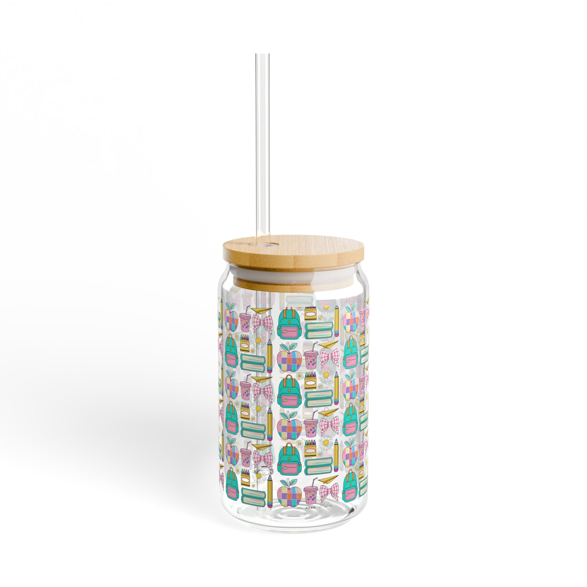 Colorful Eco-Friendly Sipper Glass, 16oz, Cute Drinkware for Parties, Reusable Straw, Summer Essentials, Gift for Friends