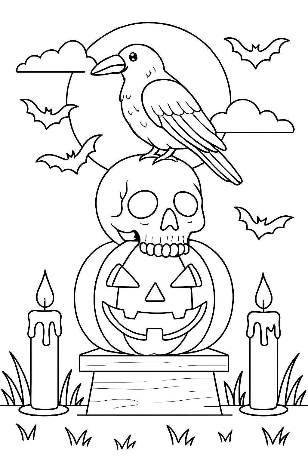 Spooky halloween coloring page