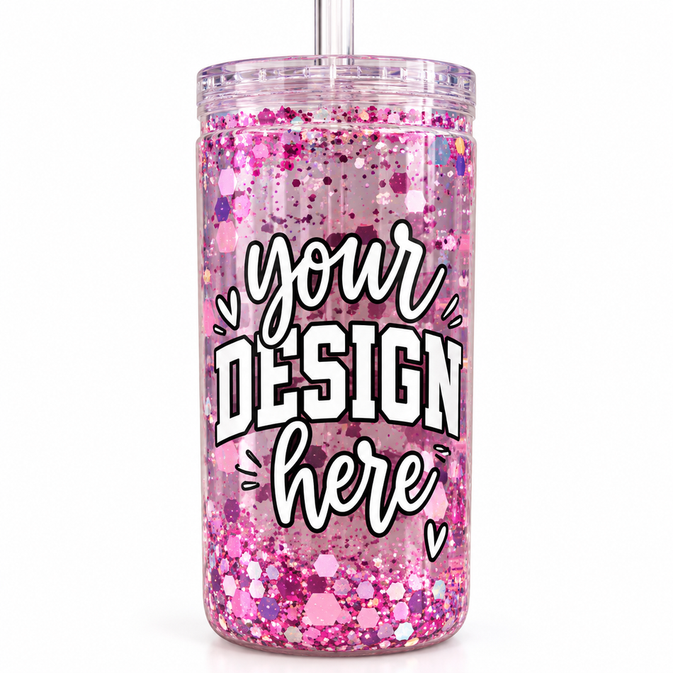 Custom snow globe glitter tumbler by Sara’s Studio